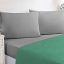 Ver imagem 3 de Jogo de Cama Malha Lençol 100% Algodão Gran Moratta 4 Peças King - Verde Jade-cinza