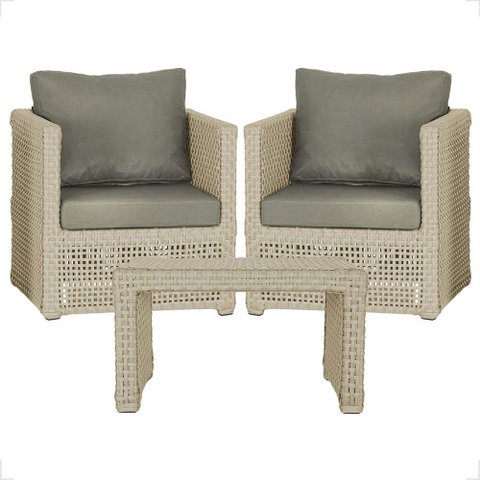 Mesa Centro e 2 Poltronas Madri Corda Náutica Estofado 8 Trama Original