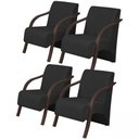 Ver imagem 1 de Kit 4 Poltronas Decorativas 1 Lugar Vênus Braço Pé Madeira D Salla Suede Preto
