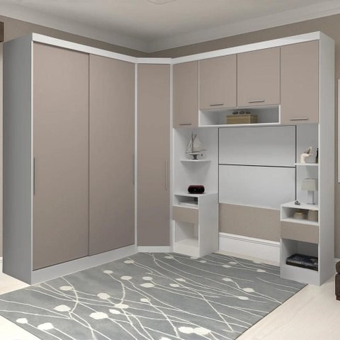 Guarda Roupa Solteiro Modulado Cp08 Taiga Branco/cinnamon L01 - Mpozenato
