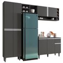 Ver imagem 1 de Cozinha Compacta Amelia Balcão 3 Portas + Paneleiro 4 Portas Cinza