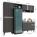 Ver imagem 3 de Cozinha Compacta Amelia Balcão 3 Portas + Paneleiro 4 Portas Cinza
