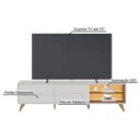 Ver imagem 3 de Rack Bancada Amalfi para TV 75" 216cm MDF-MDP com LED Off White Matte-Freijó
