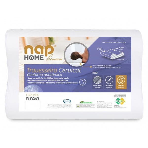 Kit 2 Travesseiros Cervical Nasa Premium Nap Home Capa Impermeável - 2