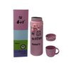 Garrafa Térmica de Inox 300ml Rosa com Tema Gatinho mais Copo - 2