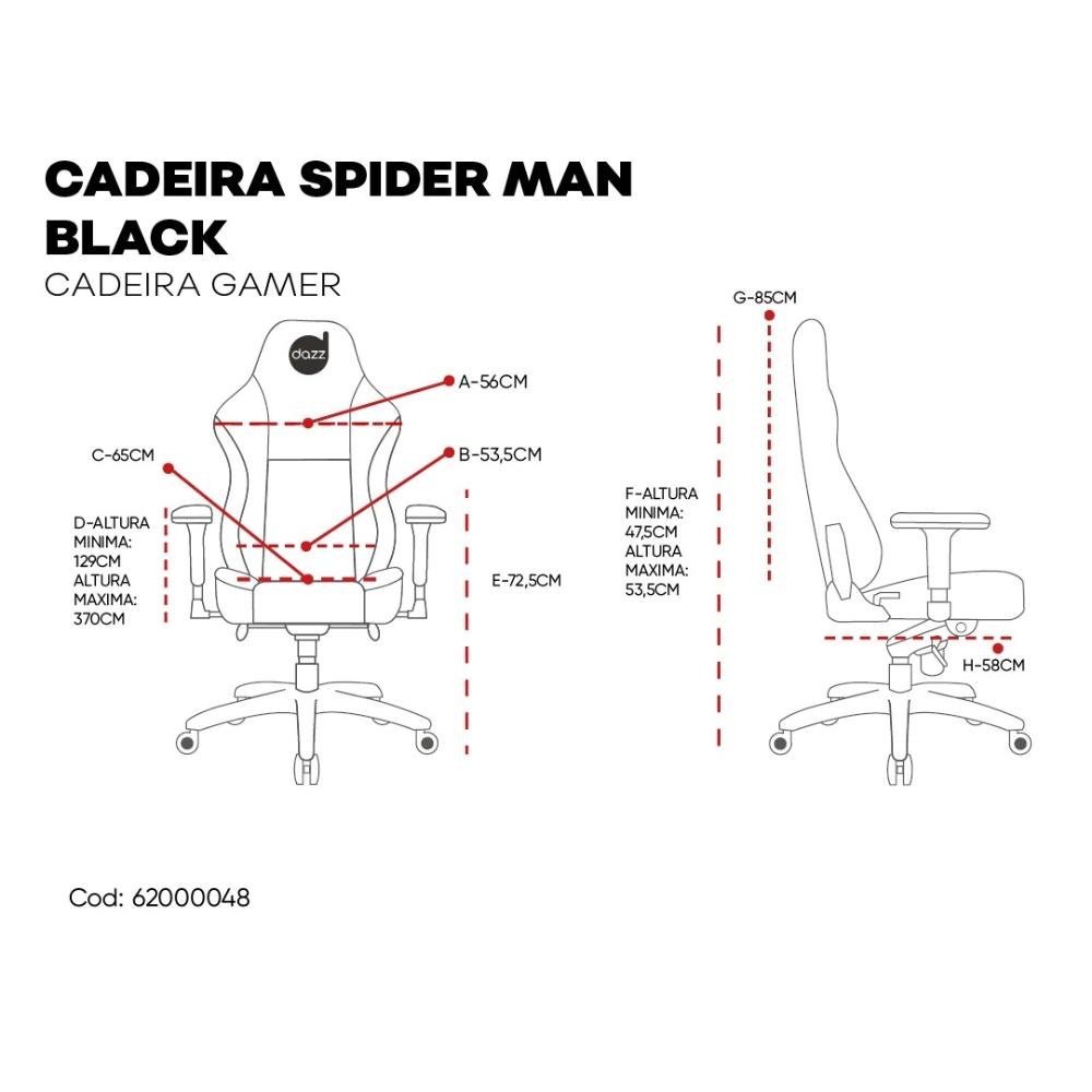 Cadeira Gamer Marvel Homem Aranha Black - 6