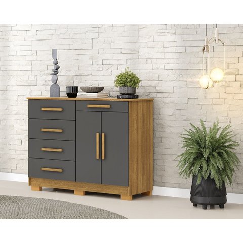 Cômoda Sapateira Sirius 5 Gavetas 2 Portas - Nature/alascavila Rica