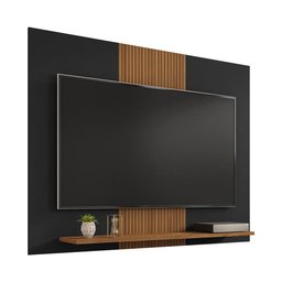 Painel Sala Compact para TV até 50 Polegadas Preto Fosco/Naturale/Ripa - 1
