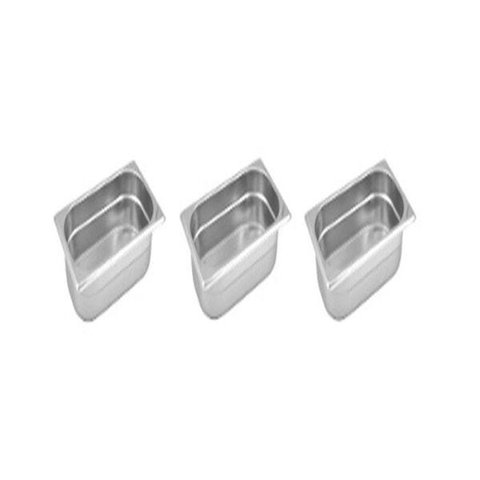 Conj. 3 Cubas Gastronômicas Inox GN 1/3x65 mm 2,5 L sem alça