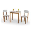 Ver imagem 2 de Conjunto Mesa Cadeiras 80cm Mdf Pinus Estofado Sofisticado:off White