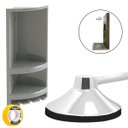 Ver imagem 3 de Chuveiro Ducha Fria Redondo 22cm Cromado + Suporte de Canto Porta Shampoo Cinza + Veda Rosca