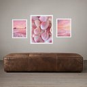Ver imagem 2 de Set 3 Quadros Decorativos Praia Rosa:moldura Branca