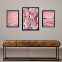 Ver imagem 1 de Set 3 Quadros Decorativos Praia Rosa:moldura Branca