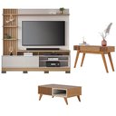 Ver imagem 1 de Estante Home Theater Maceió com Pés com Mesa de Centro Jeri Freijó Off White e Aparador Riviera Frei