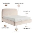 Ver imagem 5 de Cama Queen Flutuante com Cabeceira 160cm Aura W01 Suede Bege - Lyam Decor