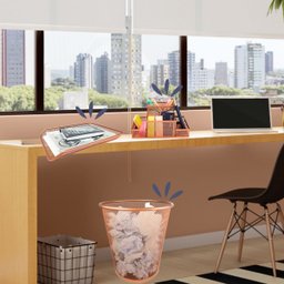Kit Escritório Lixeira, Organizador de Mesa, Bandeja Organizadora Rose Gold - 8