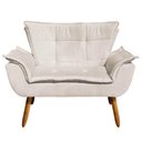 Ver imagem 4 de Kit 1 Namoradeira e 1 Poltrona Giratória Opala Suede Bege