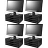 Conj com 4 Suportes para Monitor em MDF Black Piano com 3 Gavetas Black - 1