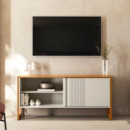 Rack para Tv até 55 Polegadas Belluno com 1 Porta - Nature / Off White - 1