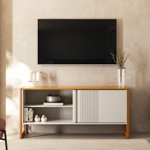 Rack para Tv até 55 Polegadas Belluno com 1 Porta - Nature / Off White