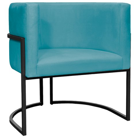 Poltrona Decorativa para Recepção Luna Suede Base de Ferro Preto
