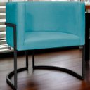 Ver imagem 2 de Poltrona Decorativa para Recepção Luna Suede Base de Ferro Preto