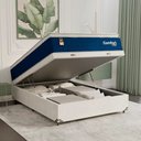 Ver imagem 1 de Cama Box Baú Viúva + Colchão Comfort Class Pillow Top Azul/suede Branco