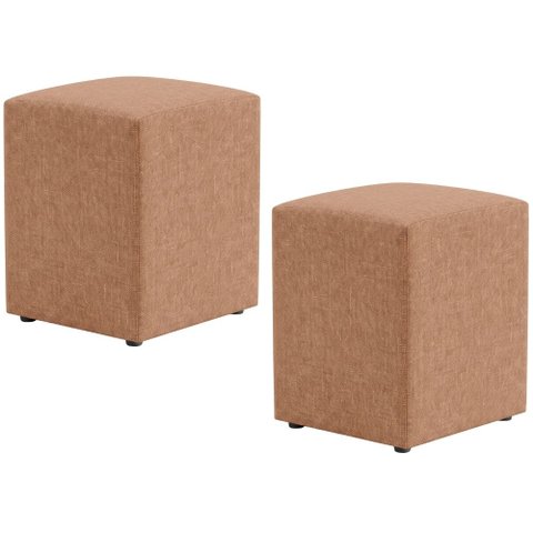 Kit 02 Puffs Quadrado L02 Decorativo Linho Rosê - Lyam Decor