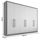 Ver imagem 4 de Guarda-Roupa Casal Argos 6 Portas 6 Gavetas 100% Mdf Off White/Peroba - Mademarques