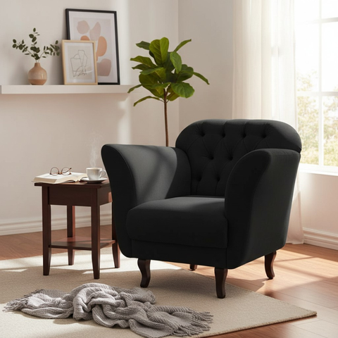 Poltrona Decorativa Dália Veludo Preto