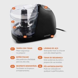 Mini Processador de Alimentos Multilaser 100w 350ml 220v - 4