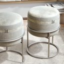 Ver imagem 2 de Puff Redondo Base Metal Decorativo Lar & Estilo Cinza