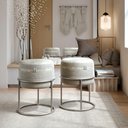 Ver imagem 4 de Puff Redondo Base Metal Decorativo Lar & Estilo Cinza
