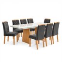Ver imagem 2 de Conjunto Sala de Jantar 8 Lugares Retangular Tampo Vidro/MDF 200x90cm Mesa Lyra e Cadeiras Carol