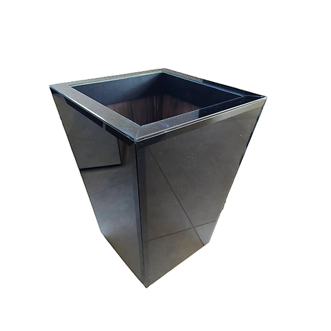 Cachepô 100% Mdf Revestido em Vidro Preto com Glitter Azul