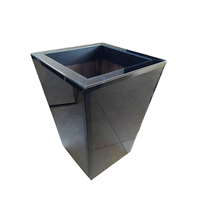 Cachepô 100% Mdf Revestido em Vidro Preto com Glitter Azul