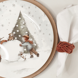 Prato Raso de Cerâmica Natalino Celebrações de Natal Sweet Christmas Mesa Posta Natalina 29cm - Bran - 4