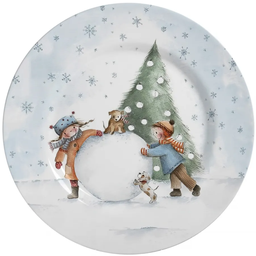 Prato Raso de Cerâmica Natalino Celebrações de Natal Sweet Christmas Mesa Posta Natalina 29cm - Bran - 1