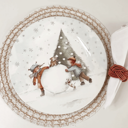 Prato Raso de Cerâmica Natalino Celebrações de Natal Sweet Christmas Mesa Posta Natalina 29cm - Bran - 2