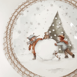 Prato Raso de Cerâmica Natalino Celebrações de Natal Sweet Christmas Mesa Posta Natalina 29cm - Bran - 3