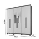 Ver imagem 2 de Guarda Roupa Casal Milão 6 Portas 3 Gavetas com Espelho MDP Cinamomo-Off Benetil Móveis