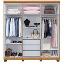 Ver imagem 3 de Guarda Roupa Casal Milão 6 Portas 3 Gavetas com Espelho MDP Cinamomo-Off Benetil Móveis