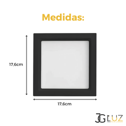 Painel Plafon Embutir Quadrado Recuado Led 12w Bco/ Pto Opus - Preto - Bco Quente 3000k - 2