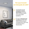 Painel Plafon Embutir Quadrado Recuado Led 12w Bco/ Pto Opus - Preto - Bco Quente 3000k - 6