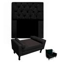 Ver imagem 1 de Kit Cabeceira Mirage + Calçadeira Baú Felix Solteiro 90cm Suede - Ecotec Decor:Preto