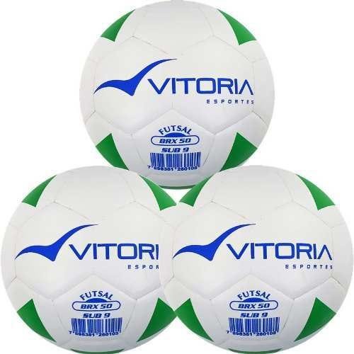 Kit 3 Bolas Futsal Vitoria Brx Max 50 Sub 9 (6 A 8 Anos) - 1