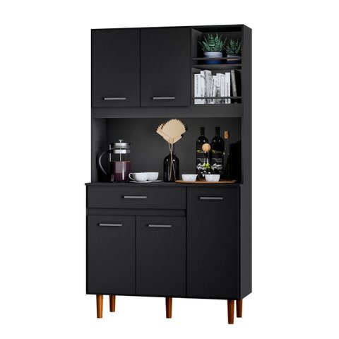 Armário de Cozinha Compacto 5 Portas e 1 Gaveta Multiuso Organizador