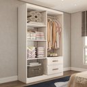 Ver imagem 2 de Guarda-roupa Solteiro São Francisco 4 Portas 2 Gavetas Branco Flex - Panorama Móveis