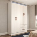 Ver imagem 7 de Guarda-roupa Solteiro São Francisco 4 Portas 2 Gavetas Branco Flex - Panorama Móveis