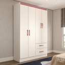 Ver mais imagens de Guarda-roupa Solteiro São Francisco 4 Portas 2 Gavetas Branco Flex - Panorama Móveis